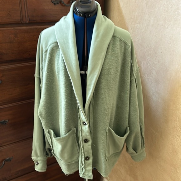 Free People Jordan Slouchy Jacket in washed military green. - Picture 4 of 13